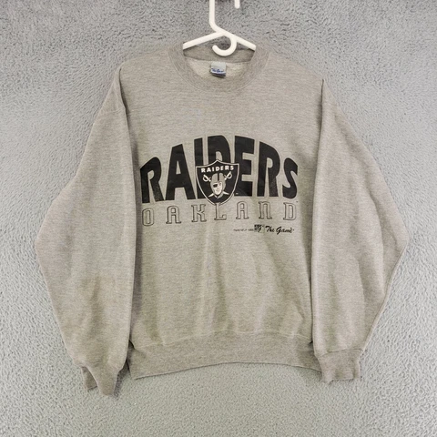 Vintage 90's Oakland Raiders Sweater Mens M Medium Gray Made In USA Sweatshirt Cover