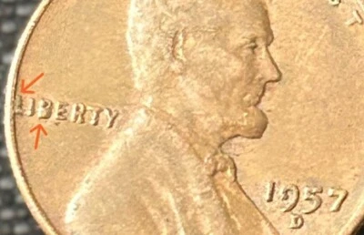 1957 d wheat penny Error (B From Liberty, L on rim) - Image 1 of 3