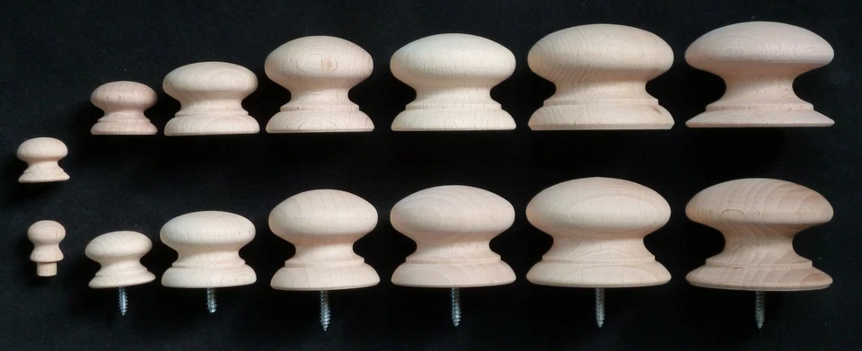 BEECH KNOB,DRAWER KNOBS DRILLED, SCREW, OR SPIGOT, CHOOSE SIZE QUANTITY TYPE* - Image 1 of 1