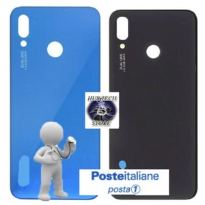 SCOCCA POSTERIORE PER HUAWEI P20 LITE BACK COVER VETRO COPRI BATTERIA BLU - NERO - Imagen 1 de 3