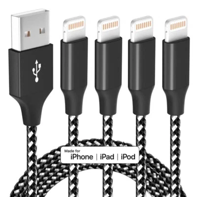 Braided USB Cable For iPhone 5 6 7 8 11 12 XR X Long Fast Charger Charging Cord - Image 1 of 4