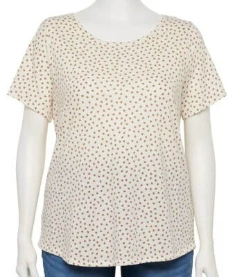 Sonoma Top - Short Sleeve Crew Neck Tee  - 2X - New/Tags -  Gold/ Brown Shapes - Image 1 of 4