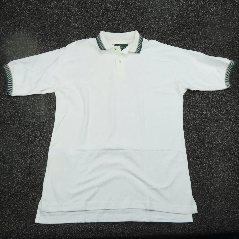 Camisa Polo Sahara Adulto Grande Blanca y Verde Manga Corta Golf Informal Para Hombre Foto 1 de 4