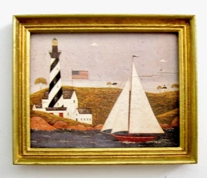 casa de muñecas casa de muñecas miniatura IMAGEN MARCO DE MADERA FARO VELERO - Imagen 1 de 1