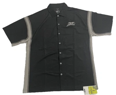 Budweiser Black SS Black Gray Button Up Shirt Mens XL Wicking NWT - Image 1 of 4