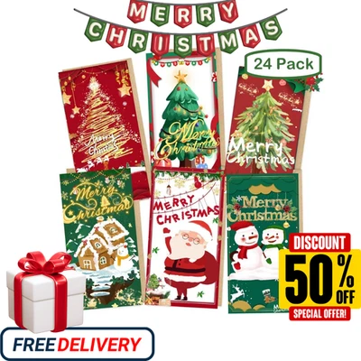 Christmas Money Cards - 24 Holders with Kraft Envelopes & Stickers, 6 Designs - Image 1 of 4