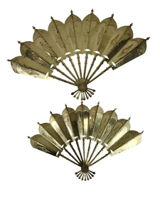 2er Set Vintage alte Homoco Wand Akzent Messing Ventilatoren hängend Wohn Interieur - Bild 1 von 10