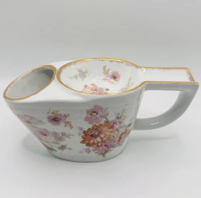Vintage Shaving Scuttle Mug Germany Floral Porcelain Pink White RPM - Image 1 of 4