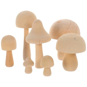 7 Pezzi Funghi in Legno Giocattoli Bambini Funghi Finti Carino Mini Ornamento - Foto 1 di 12