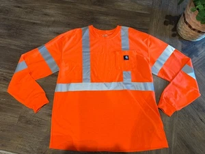 Carhartt Men's Orange Reflective Long Sleeve Work Tshirt sz XL - Picture 1 of 9