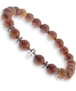 Wood Beaded Cross Bracelet for Men: Confirmation Gifts for Teens First Commun... - Picture 1 of 5