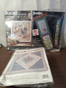 Lot Of 3 Vtg Needlework Stitchery Bucilla 4702 & 4717. Needle Treasures 06600 - Picture 1 of 7
