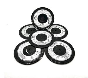 Silver Label, Quality Handcrafted Vinyl Record Coaster, Retro Music, Set Of 6 - Picture 1 of 6