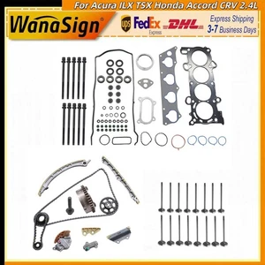For Acura ILX TSX Honda Accord CRV 2.4L Head Gasket Bolts Set & Timing Chain Kit - Picture 1 of 19