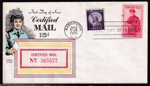 1955 Certified Mail 15c FDC Sc FA1 with premium Fluegel cachet (WC - Picture 1 of 1