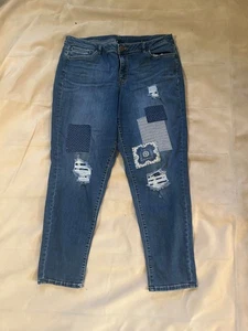 Pantalones de mezclilla para mujer Lane Bryant Boyfriend talla 18 azul desgastado retazos calce relajado - Imagen 1 de 11