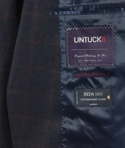 UNTUCKit Sport Mantel Herren 42R Navy Windowpane Reda 1865 Wolle 2-Knopf Blazer - Bild 1 von 11