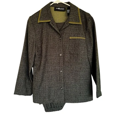 Sag Harbor 复古裤子套装灰色/绿色短夹克拉裤改变腿下摆 — 第 1/4 张图片