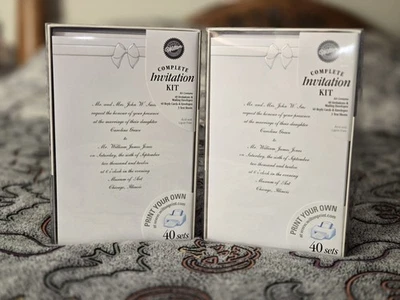 WILTON Wedding INVITATION Kit 80 Sets - Print Your Own Invites Parties/showers - Image 1 of 4