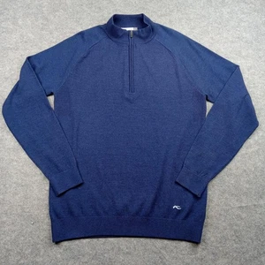 KJUS Sweater Mens Large Navy Blue FreeLite Kulm Half Zip Merino Cashmere Silk - Picture 1 of 9