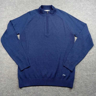 KJUS Sweater Mens Large Navy Blue FreeLite Kulm Half Zip Merino Cashmere Silk - Image 1 of 4