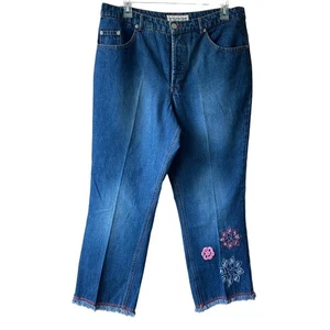 Jeans vintage Olily Wear ricamati cropped boho prateria floreale EU 44 US 14 - Foto 1 di 13