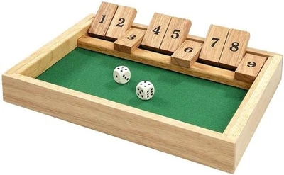 Shut The Box Game - 9 Numbers Dice Game Family Traditional Game Wooden BOXED - Image 1 of 2