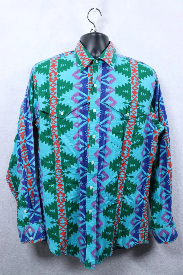 VTG Wrangler Brushpopper 17x35 Western Aztec Cowboy Rodeo 90s - Image 1 of 4