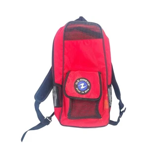 US Taucher Rucksack für Flossen Flossen Tauchausrüstung rot mit Riemen Taschen Nylon Mesh - Bild 1 von 13