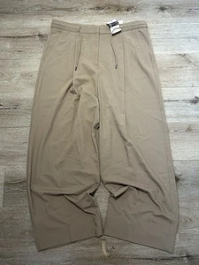 Pantalón M&S Pierna Ancha Tiro Alto Talla 20 Largo Beige Corbata Cintura Nuevo  - Imagen 1 de 6