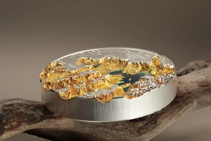 Cook Islands 2025 25$ YELLOWSTONE Topography 5 Oz silber Münze - Bild 1 von 5