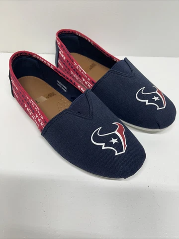 NFL Football HOUSTON TEXANS  Stripe Womens Slip On Canvas Shoes - MEDIUM Cover