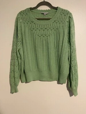 Suéter Ophelia Roe Para Mujer 2X Verde Recortado Top Festoneado Detalle Envejecido Foto 1 de 4