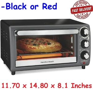 Hamilton Beach Countertop Toaster Oven & Pizza Maker Stainless Steel Black/Red - Picture 1 of 9