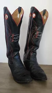 Vintage Justin Boots Men's Tall 7 E Riding Cowboy Western Boots - Picture 1 of 12