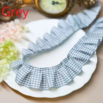 5 М плиссированная лента отделка чек клетку оборки края DIY украшения шитья Craft 4 см - Изображение 1 из 4