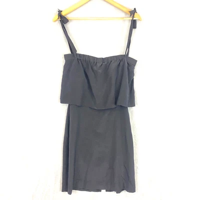 Madewell 100% Silk Tiered Dress Black Layered Women's Size 2 Sleeveless Knee - Image 1 of 4