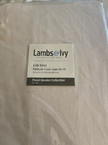 Lambs & Ivy Floral Garden Pink Linen Crib Skirt Dust Ruffle New