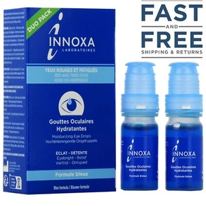 Innoxa Moisturising Blue Eye Drops Red and Tired Eyes 2 x 10ml Exp. Date 07/2026 - Picture 1 of 5