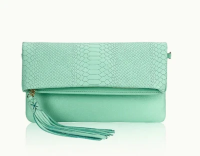 Bandolera GiGi New York Stella Cuero Plegable Pitón Repujado Egeo $195 Foto 1 de 4