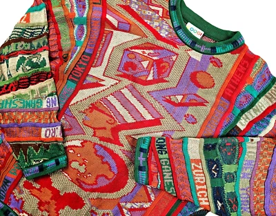 HOT VTG AUSTRALIA Men's COOGI @ 3D KNIT MULTI CITIES COLOR MERCERISED SWEATER XL - Image 1 of 4