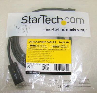 StarTech MDP2HDMM2MB Mini DsiplayPort to HDMI 4K 6FT Adapter Cable New - Image 1 of 2