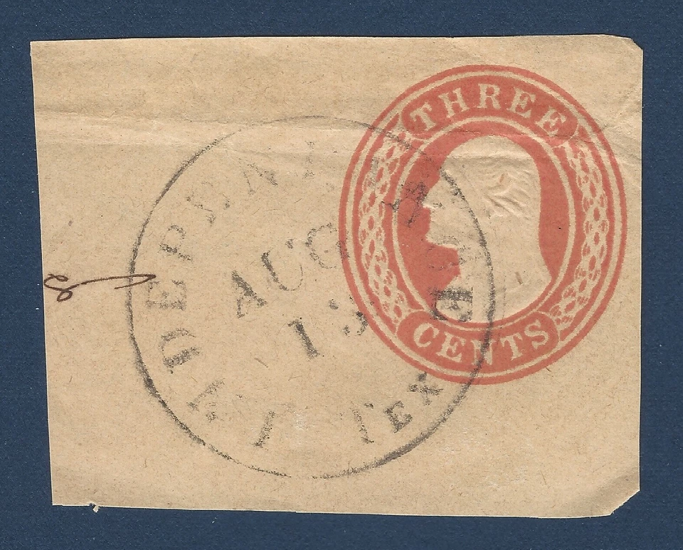 1800s INDEPENDENCE TEXAS "TEX" CANCEL ON THREE CENTS CUT CORNER, AMAZING PIECE - Image 1 of 1