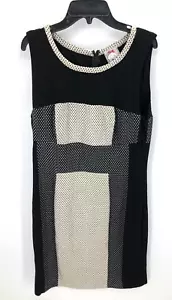 Yoana Baraschi Anthropologie Dress Womens 10 Black Polka Dot Colorblock Sheath - Picture 1 of 8