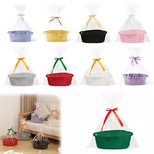 Pequeña cesta con bolsa de regalo y cintas 12"x 8" X 5" linda pequeña cesta tejida - Imagen 1 de 51