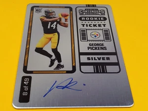 2022 CONTENDERS GEORGE PICKENS SILVER ROOKIE TICKET AUTO SIGNATURE SIGNED SP #49 - Picture 1 of 12