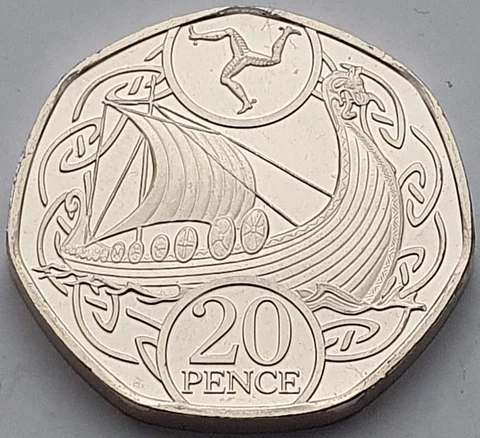 2020 Isle of Man Viking Longboat 20p coin - Uncirculated Cover