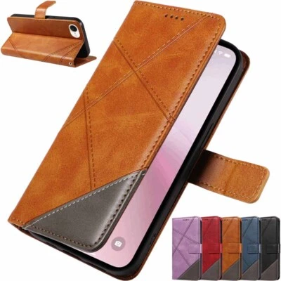 For iPhone 16 16e 15 14 13 12 11 SE 8 Plus Wallet Card Holder Leather Case Cover - Image 1 of 4