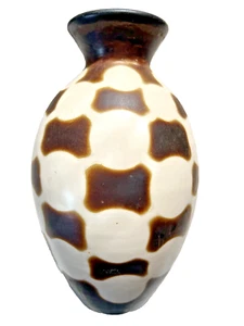 Vaso peruviano geometrico beige e marrone arte popolare ceramica fatto a mano in Perù - Foto 1 di 11