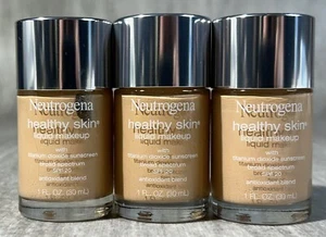 3 Neutrogena Healthy Skin Liquid Makeup Foundation SPF20 60 Natural Beige- NEW - Picture 1 of 5